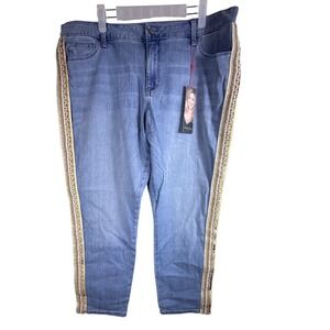 Laurie Felt Embellished Beaded Girlfriend Jeans Denim Pants Women's Plus Size 16